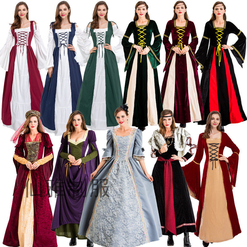 复古欧洲中世纪宫廷装哥特式吸血鬼女王舞会派对晚礼服话剧演出服