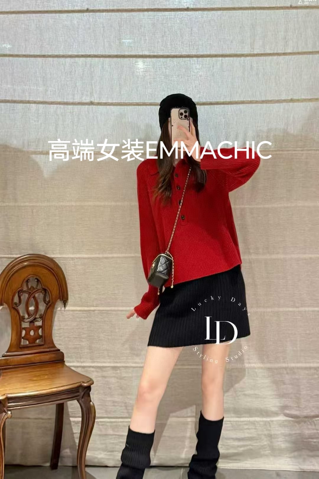 意大利进口山羊绒polo领翻领针织衫