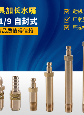 Z80/9铜加长水咀接头德式封闭式模具水嘴自封式插头1分1/8 2分1/4