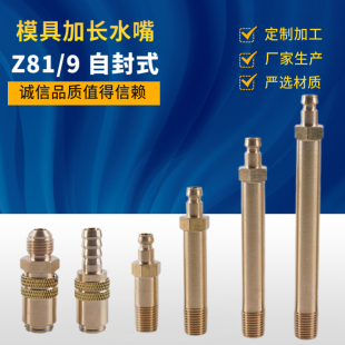模具水嘴自封式 封闭式 9铜加长水咀接头德式 2分1 插头1分1 Z80