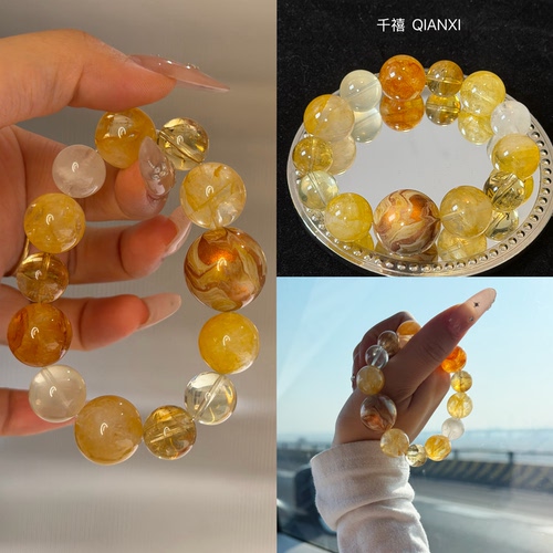 纯天然水晶金凤凰大漆手链多宝水晶手串金霸招米手链礼物高级