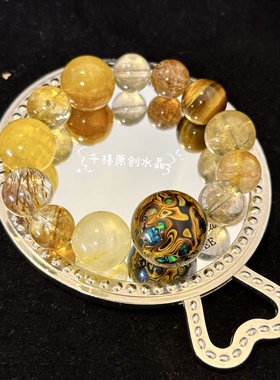 纯天然水晶金凤凰大漆招米手链
