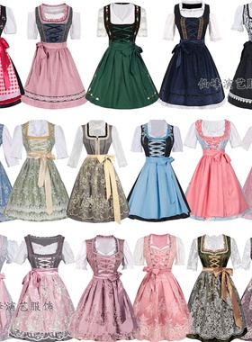 德国慕尼黑传统啤酒节服装复古宫廷蕾丝连衣裙巴伐利亚女仆扮演服