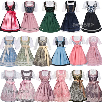 德国慕尼黑传统啤酒节服装复古宫廷蕾丝连衣裙巴伐利亚女仆扮演服