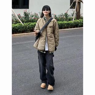 冬季ins潮牌宽松菱形格棉服男女日系复古棒球服外套情侣加绒加厚