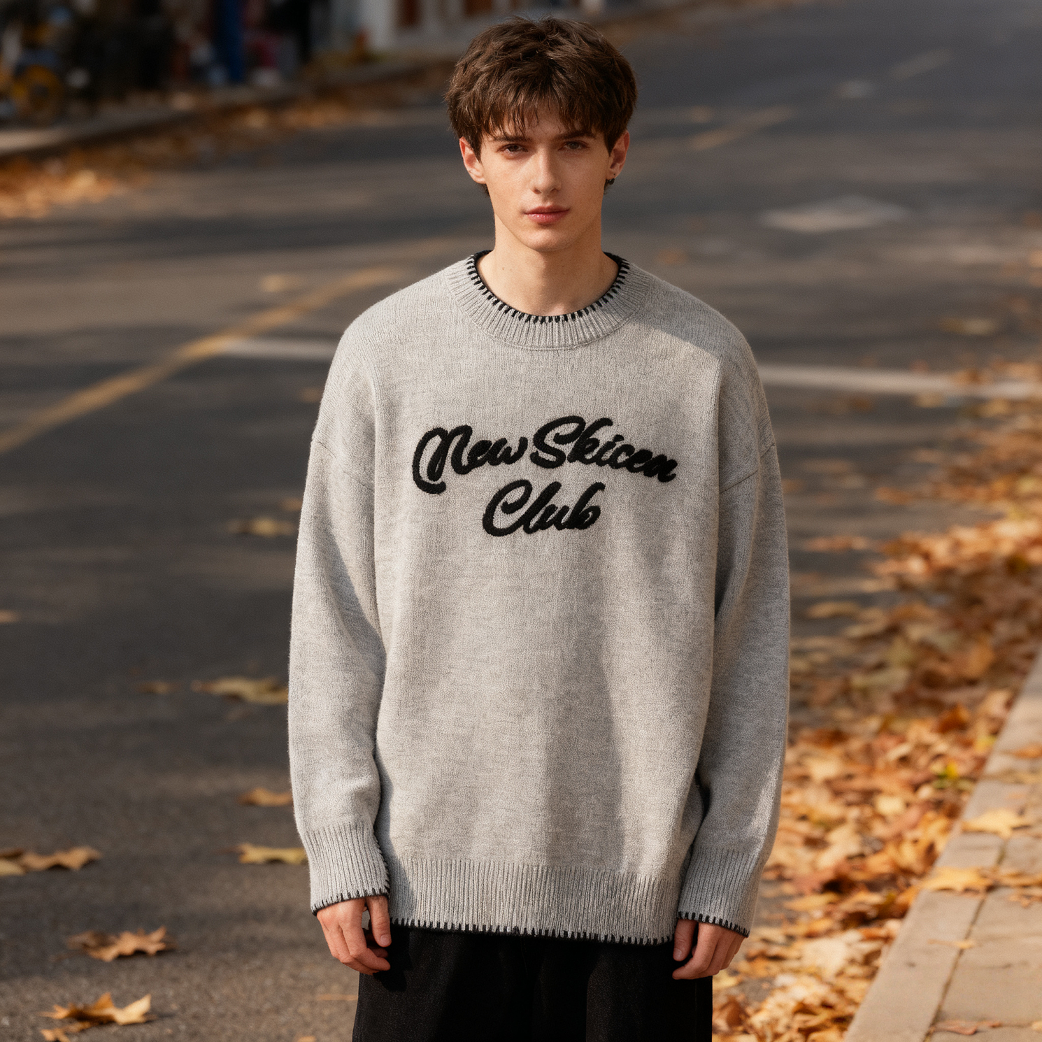 FAITHvintage美式字母植绒毛衣