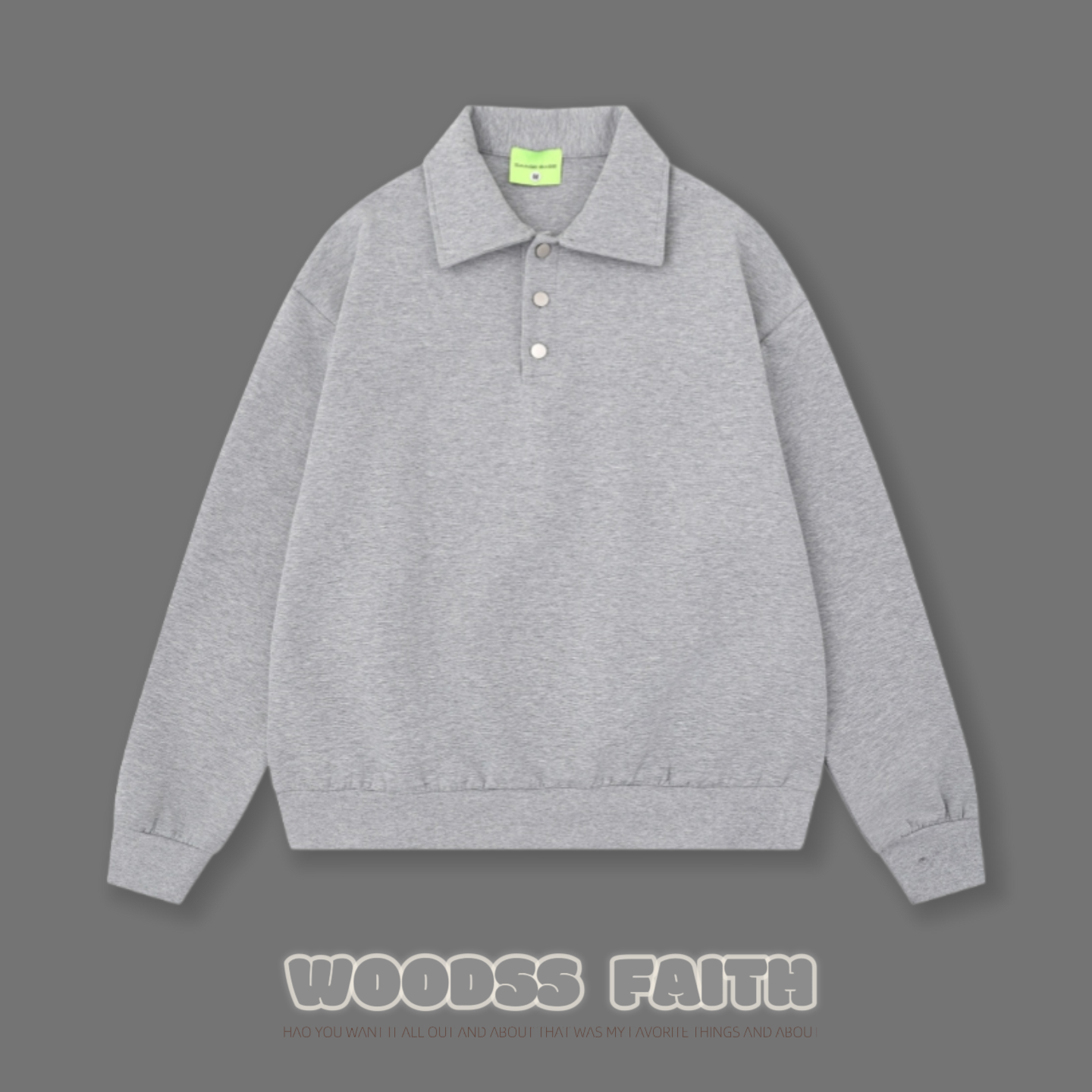 FAITH美式复古简约翻领卫衣