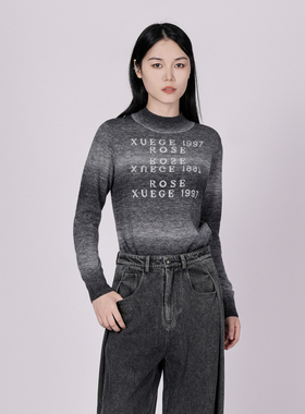 XG/雪歌2025年冬季新款套头女修身长袖打底衫针织衫XK411097BE83