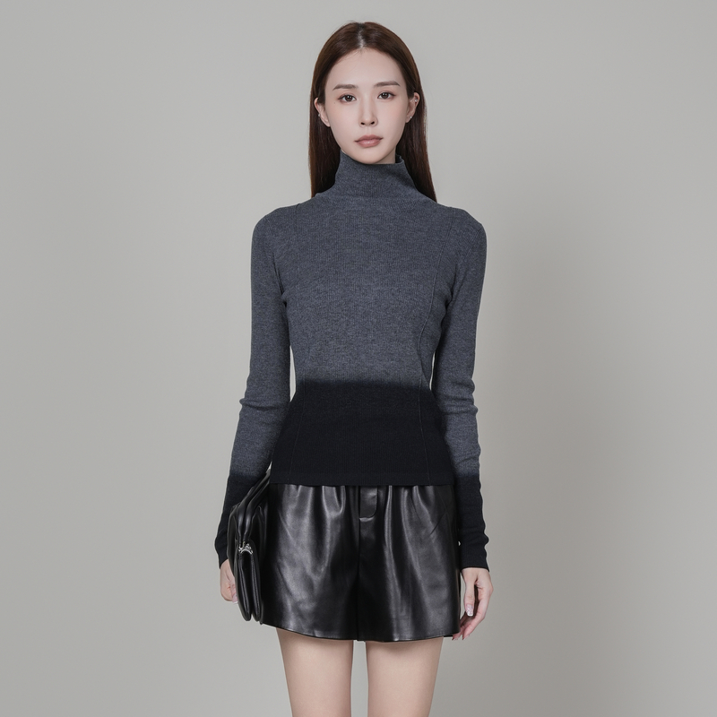 XG/雪歌25年冬季新款百搭渐变高领长袖针织衫女上衣XK411072B983