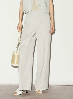 XG/雪歌26夏松弛感高腰阔腿裤女极简风通勤休闲长裤XL202023A160