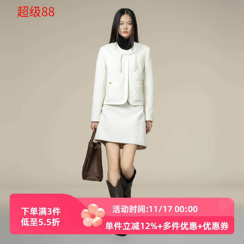 XG/雪歌2025年冬季新款高腰显瘦褶皱半身裙女短裙子XK403014A191