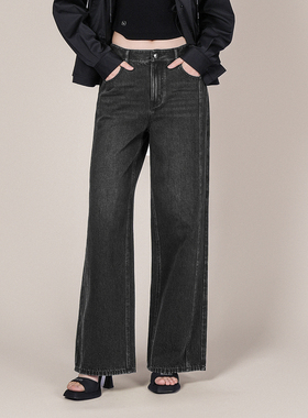 XG/雪歌26春款简约风直筒牛仔裤女长裤显瘦休闲裤子XL102017A390