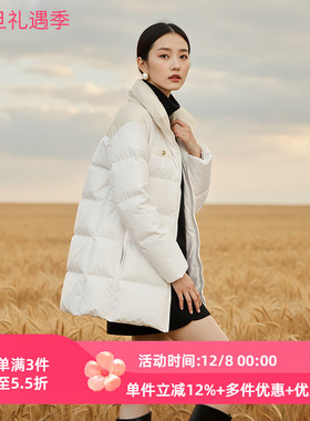 XG/雪歌2025年冬季新款立领中长款羽绒服保暖外套女XK406031A591