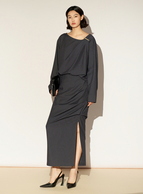 XG/雪歌26春新款不对称圆领长袖衬衫宽松设计感上衣XL121023A183