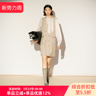 双排扣背心裙XL104007B130 马甲连衣裙气质修身 雪歌26年春新款