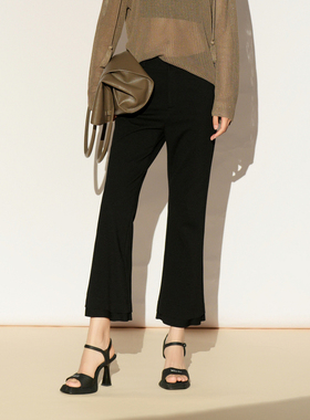 XG/雪歌26春款黑色九分微喇裤女高腰显瘦修身休闲裤XL102019A490