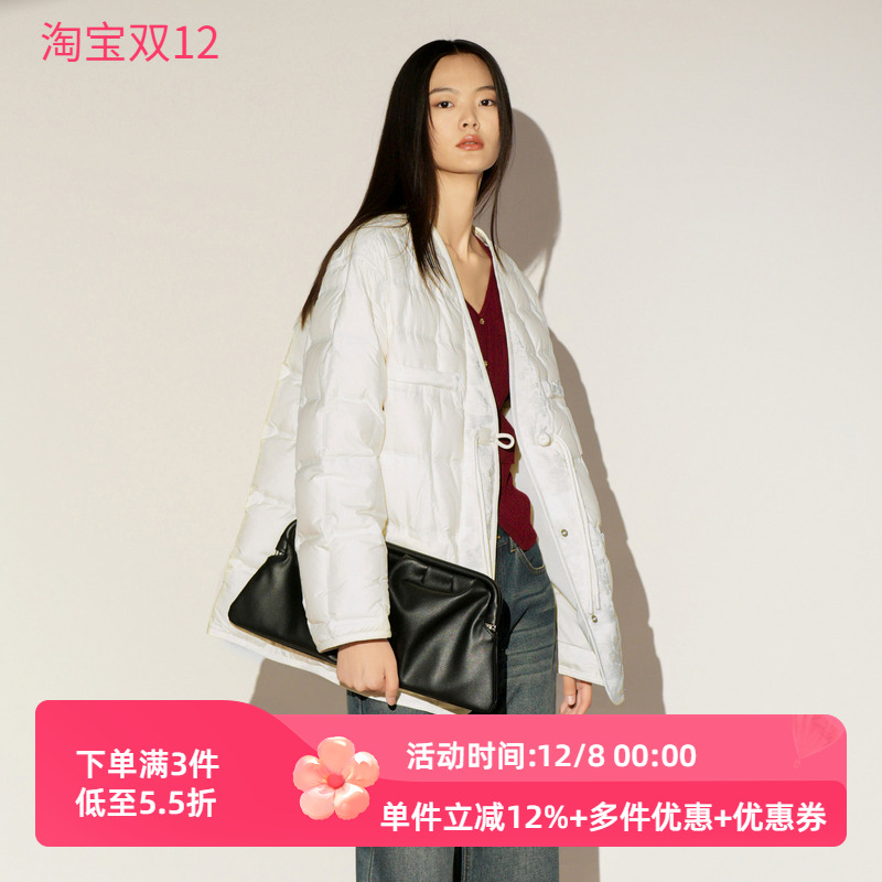 XG/雪歌2025年冬新款简约休闲宽松短款羽绒服女外套XK406002A391