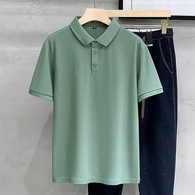 夏季男士polo衫短袖t恤翻领商务高级感半袖白色男式大码爸爸装