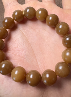和田玉新疆且末料细腻油润糖玉卡12mm圆珠手串手链Q