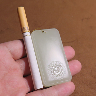 天然和田玉青海料老坑料白玉冰底无事牌龙纹牌子吊坠微结构1880元