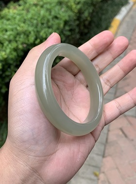 58圈天然和田玉山料青海料冰底葡萄紫青白手镯66.9克