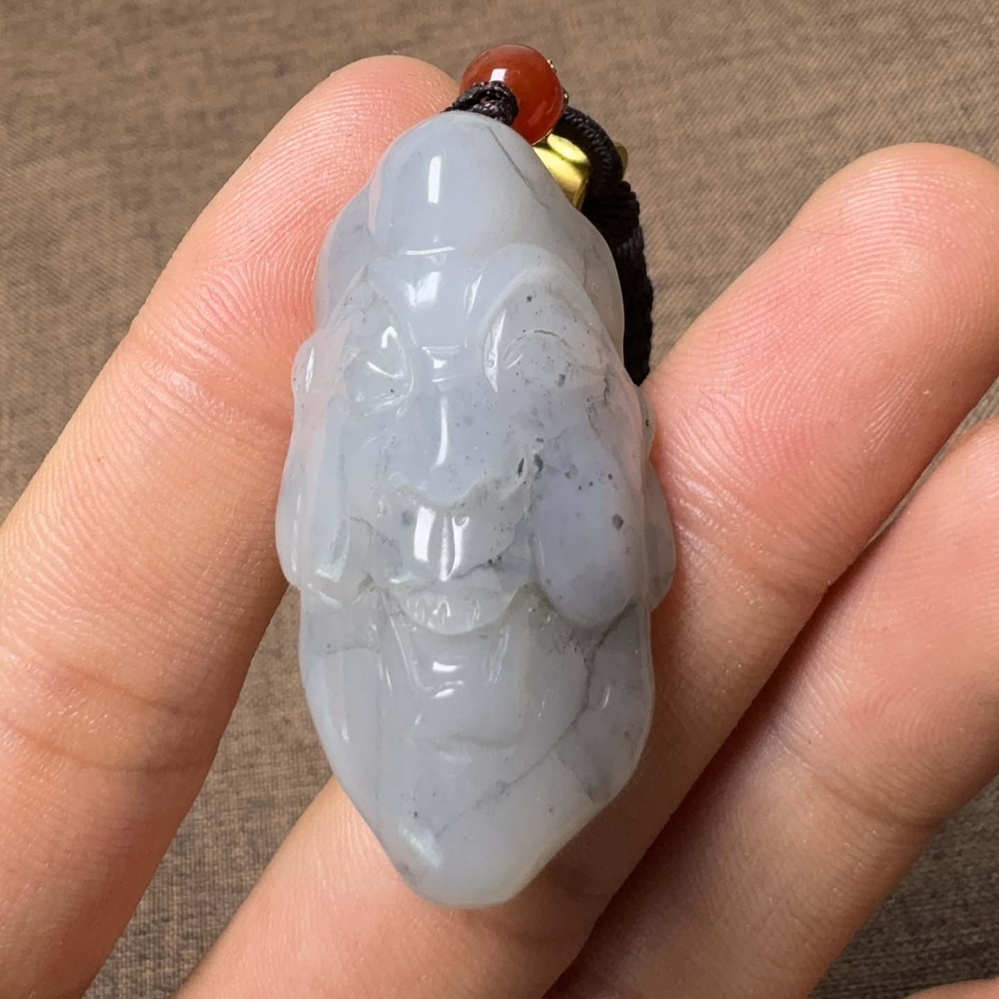 20g天然新疆细腻油润点墨意境青花籽料济公吊坠挂件Q