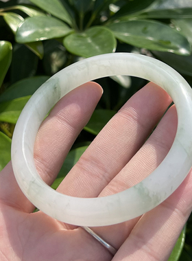 天然新疆天山翠特惠价冰底带翠59mm平安手镯F