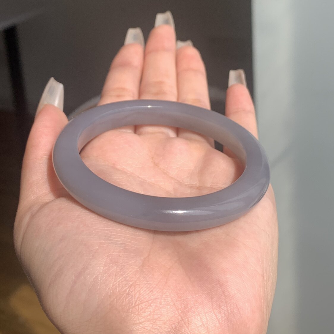 56圈口天然和田玉青海料烟青玉手镯40克