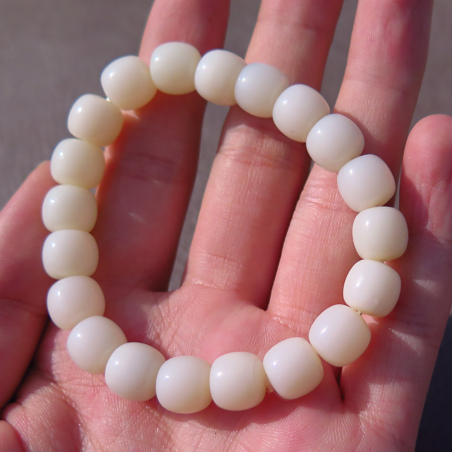 新疆且末米达料奶白细腻卡10mm小众百搭老型珠手串S