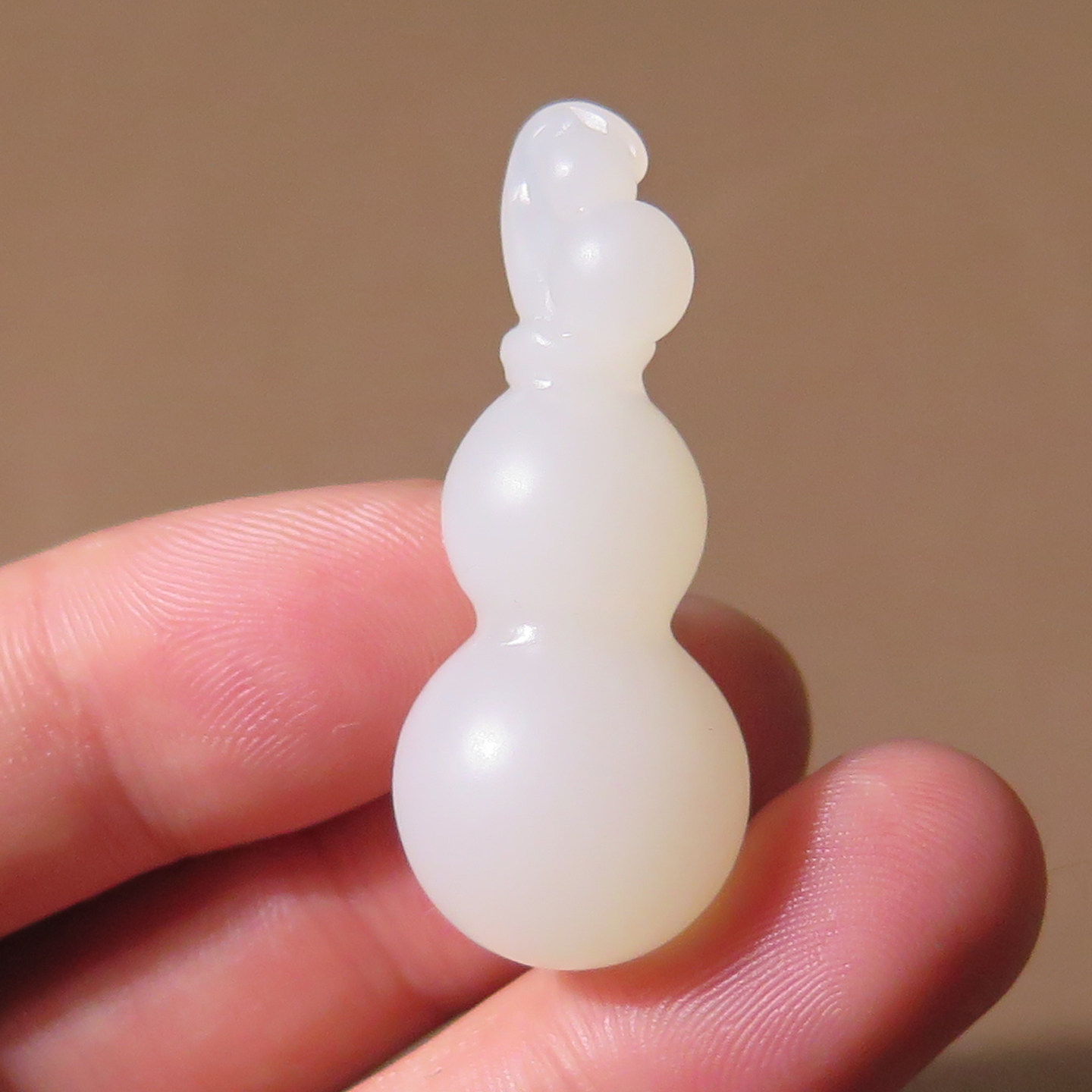 新疆且末料高脂白玉哑光福禄吊坠挂件F