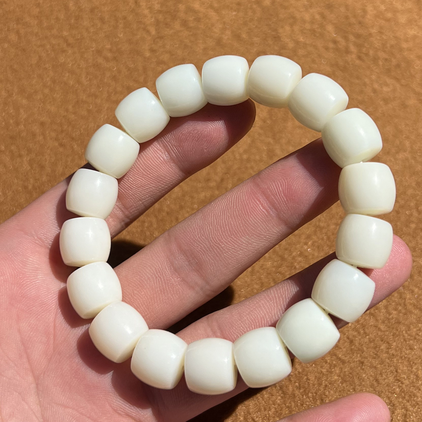 新疆且末米达料奶白细腻卡12mm小众百搭老型珠手串F