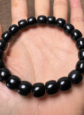 和田玉新疆青细腻油润墨玉卡10mm老型珠手串手链Q