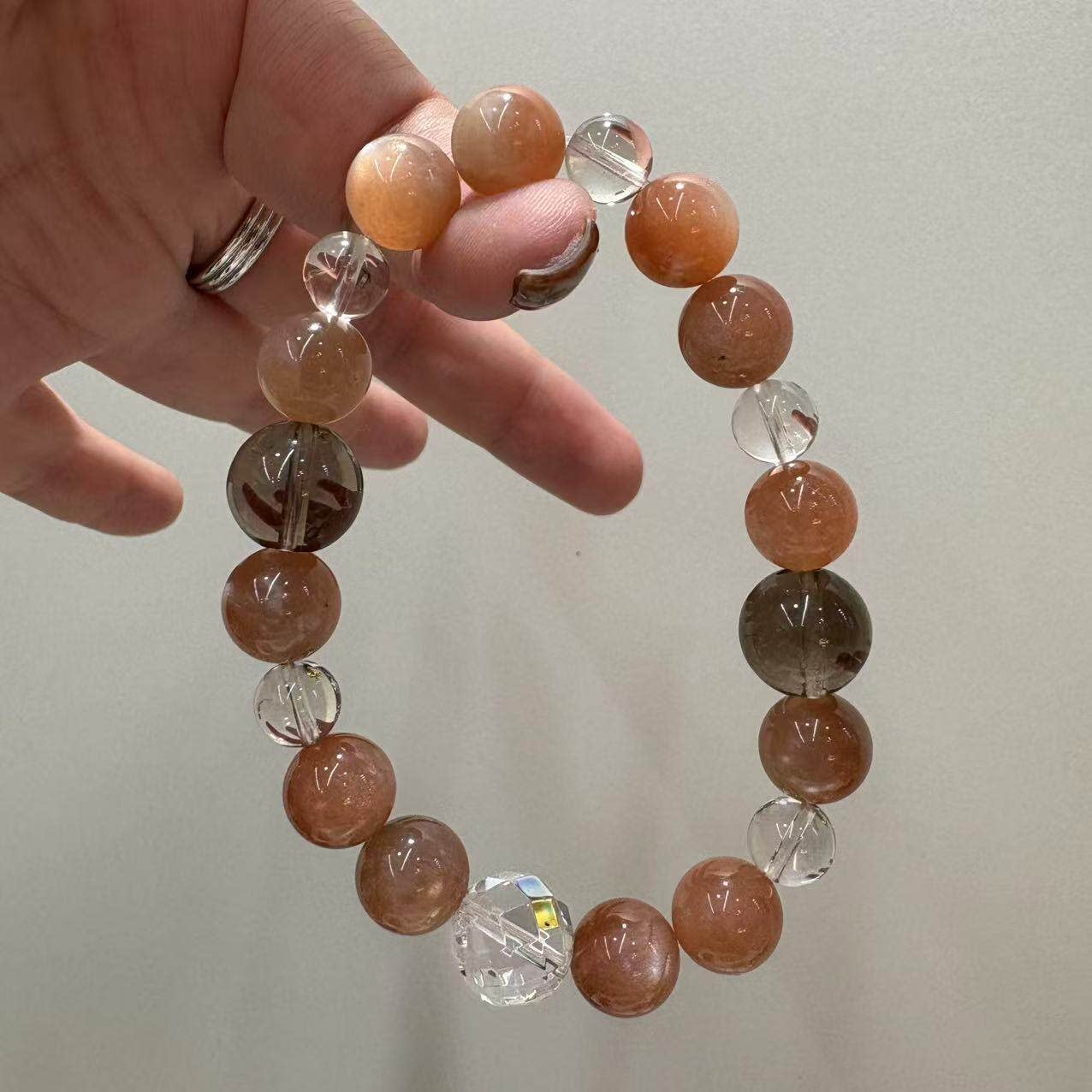 高定-鎏金琥珀|橙月光 白水 茶水晶 64切面白水手串10/8/12/11mm