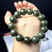 满绿无红皮 收藏级满盆绿幽灵单圈手串 稀缺老料
