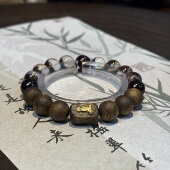 聚宝盆红幽灵 野生黑油老料奇楠沉香 石榴石手串 朱砂痣 高定