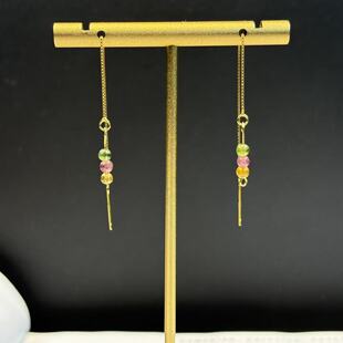 糖果彩碧玺耳线 925银