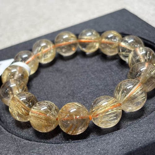 馆藏 发丝细密 晶体干净 爆闪金发巴西老矿维纳斯金发晶 15mm+