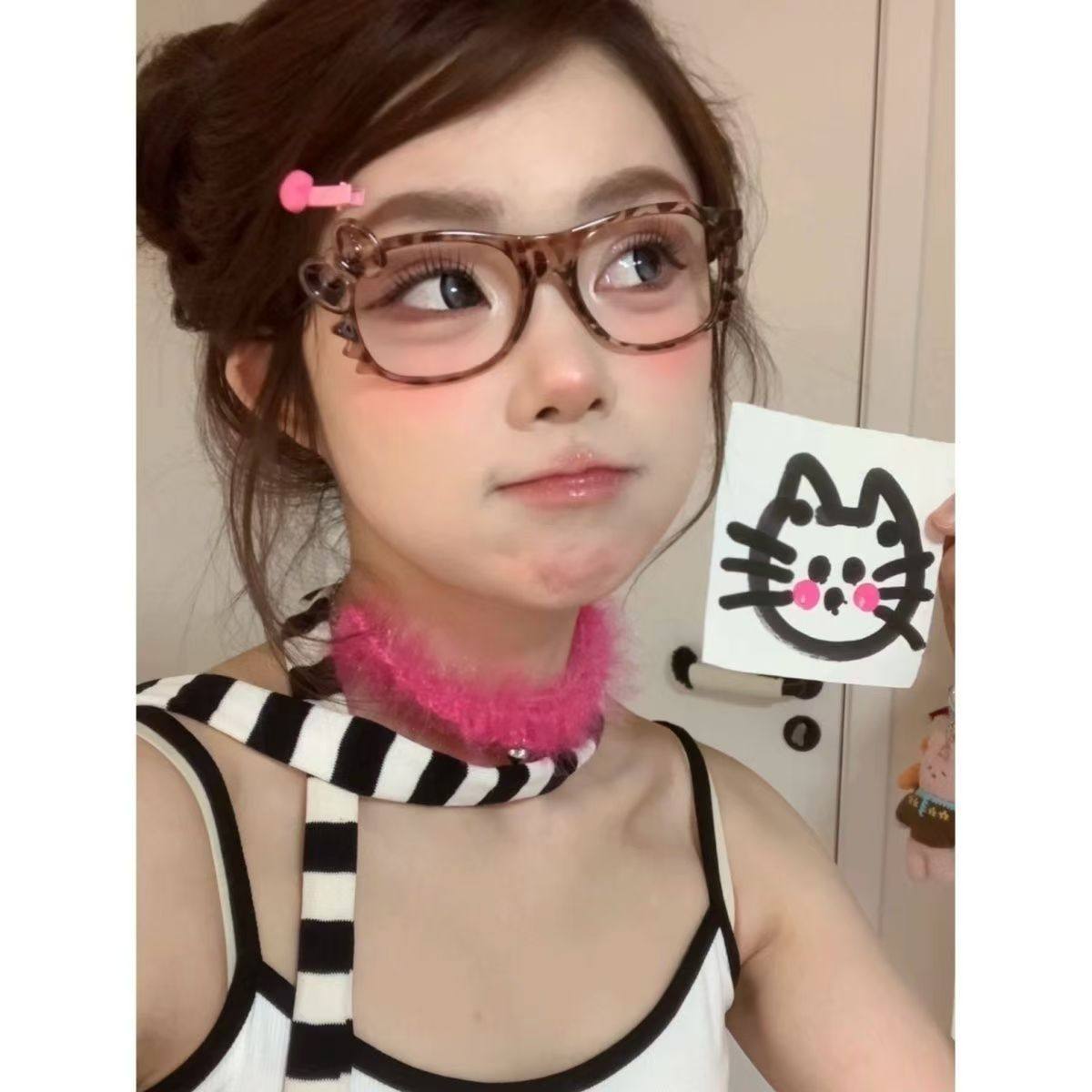 可爱kitty猫眼镜框女网红y2k千禧复古玳瑁色防蓝光素颜神器,ZIPPO/瑞士军刀/眼镜,定制成品光学镜,淘宝优惠券,粉丝福利购,淘宝优惠卷