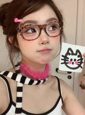 Kitty猫玳瑁防蓝光眼镜框女