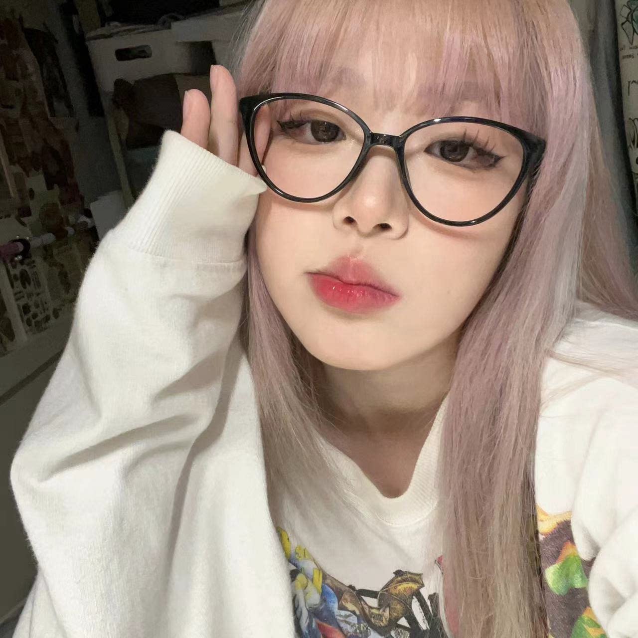 复古辣妹拽姐三角形猫眼黑框素颜神器眼镜度数近视ins平光镜