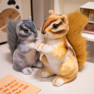 跨境仿真松鼠公仔毛绒玩具小田鼠玩偶灰色小花栗鼠布娃娃拍照道具