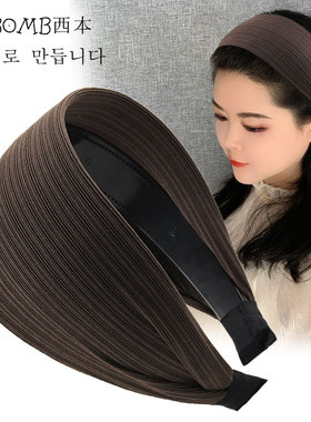 发箍宽边白色夏季发捆女款高颅顶显脸小发卡灰色针织加宽头箍发窟