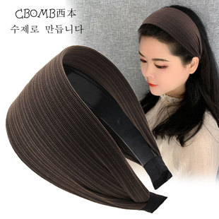 发箍宽边白色夏季 高颅顶显脸小发卡灰色针织加宽头箍发窟 发捆女款