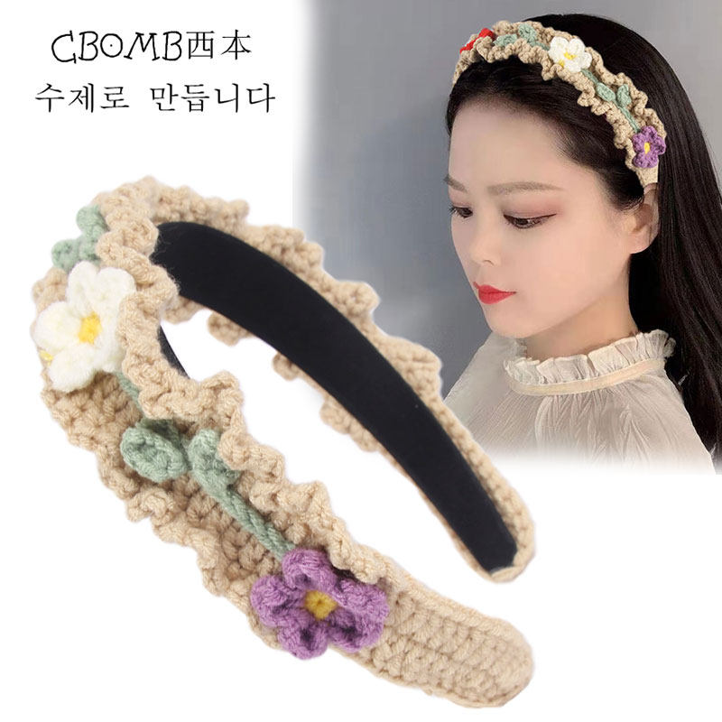 发箍毛线韩版ins毛线花朵