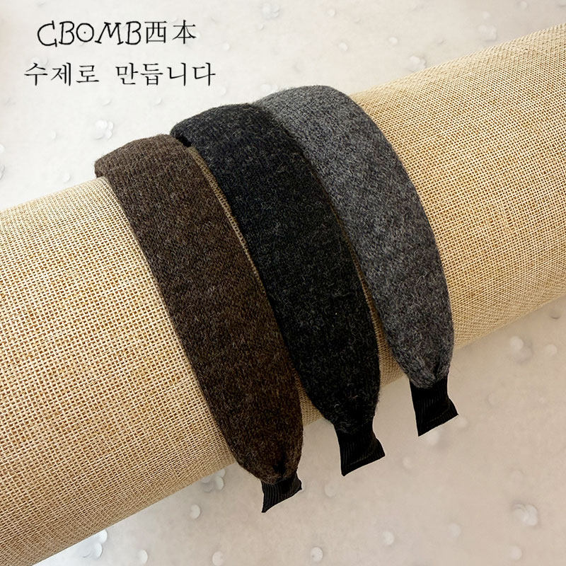毛呢细边头箍韩系秋冬带齿头箍