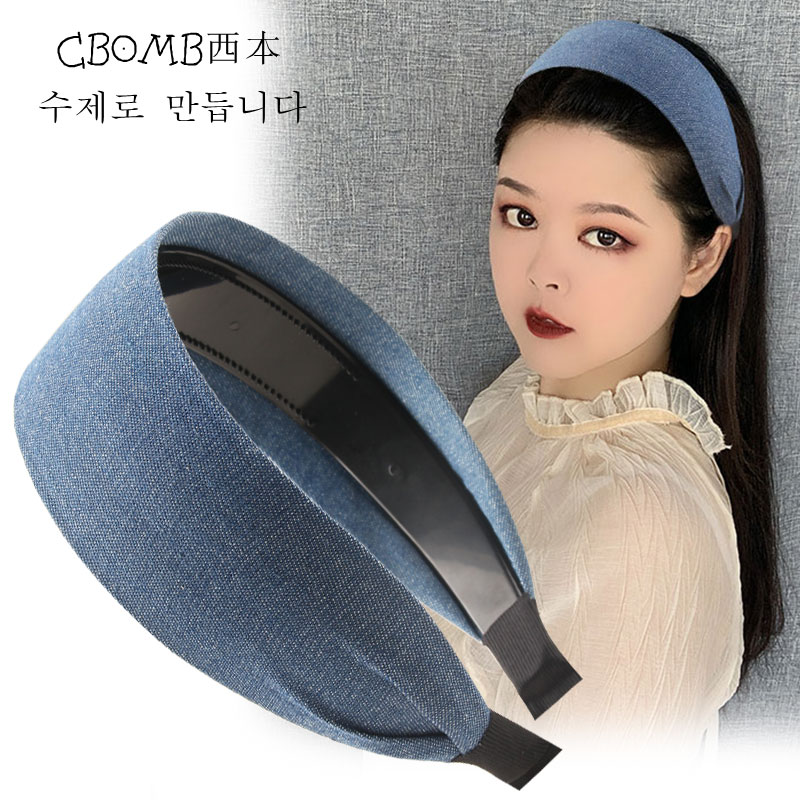 原创复古甜酷风牛仔细发箍网红