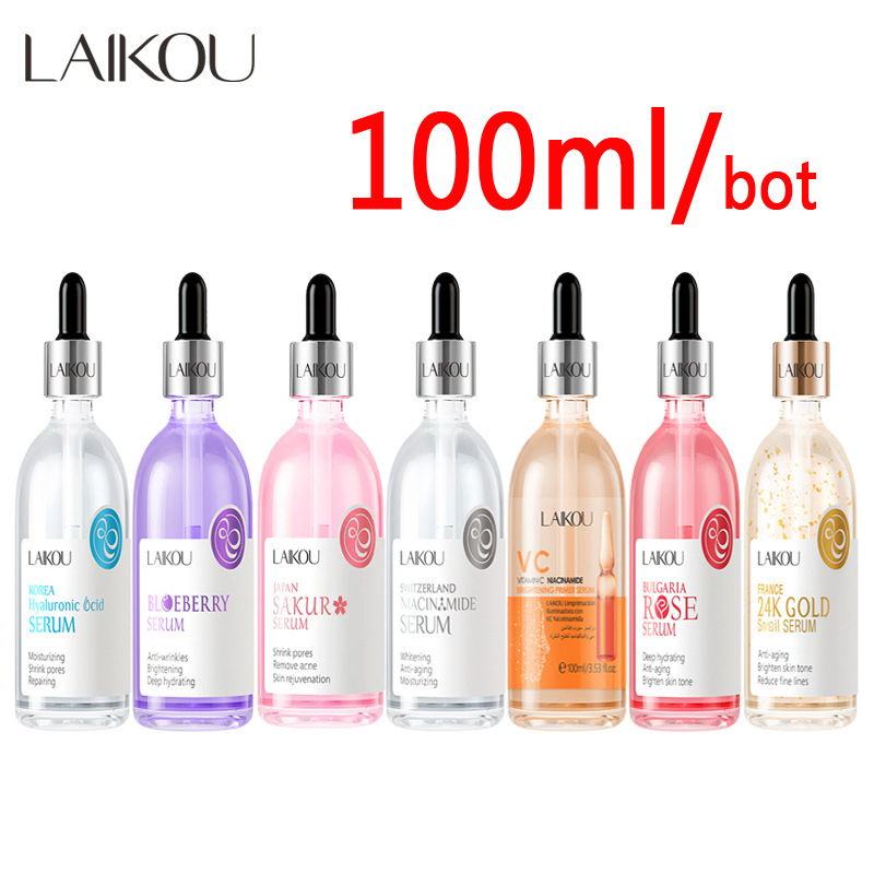 维他命C金箔烟酰胺玻尿酸蓝莓樱花透明质酸蜗牛玫瑰面部精华液