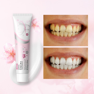 JAPAN TOOTHPASTE萊蔻櫻花牙膏85g清新口氣去牙漬牙黃清潔 SAKURA