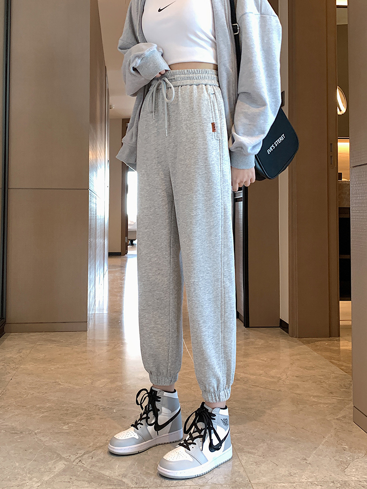 New style spring and summer grey pants women's slim lantern loose legged casual pants sportswear