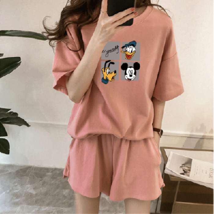 Super fire suit women's summer net red harbor fashion short sleeve shorts student loose sports leisure two piece set